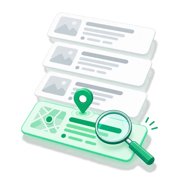Search results with one local business highlighted