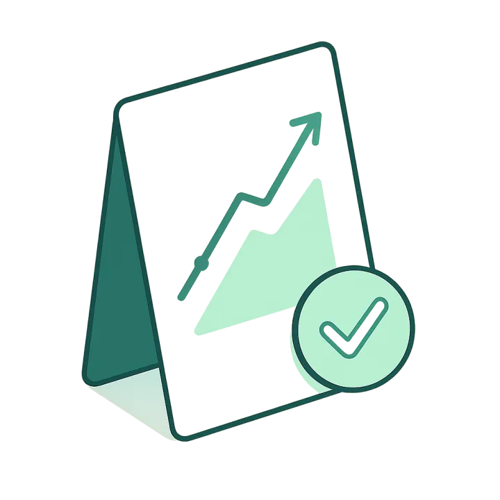 A proposal document with a signature line and an upward projection curve